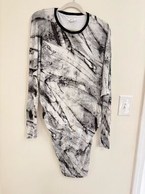 HELMUT LANG Terrene dolman sleeve Jersey Dress M  Indie Sleaze Tunic avant garde